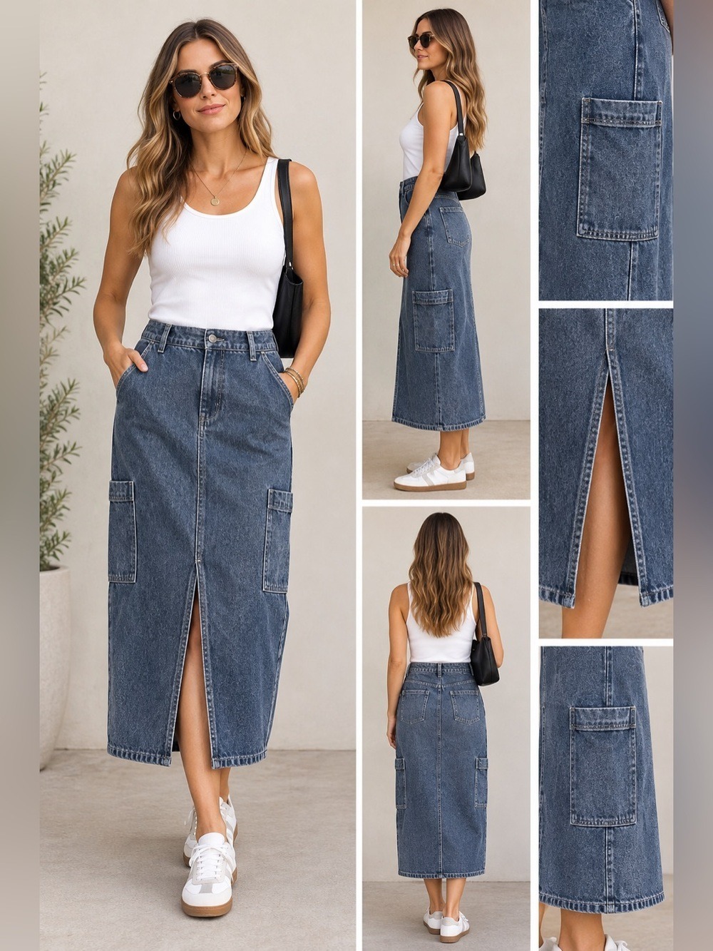 Old Navy Gray Denim Maxi Skirt